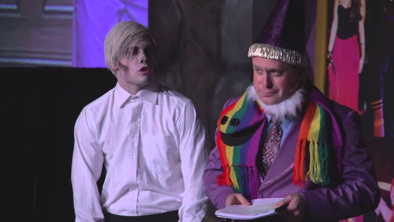 Joe Walker as Tom Riddle and Dylan Saunders as Dumbledore with Scarfy in A Very Potter Senior Year 