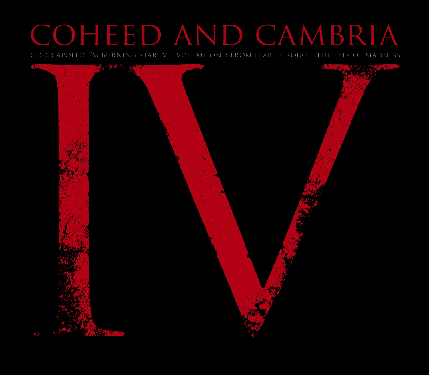 The name Coheed and Cambria and the Roman numeral four in blood red against a black background.