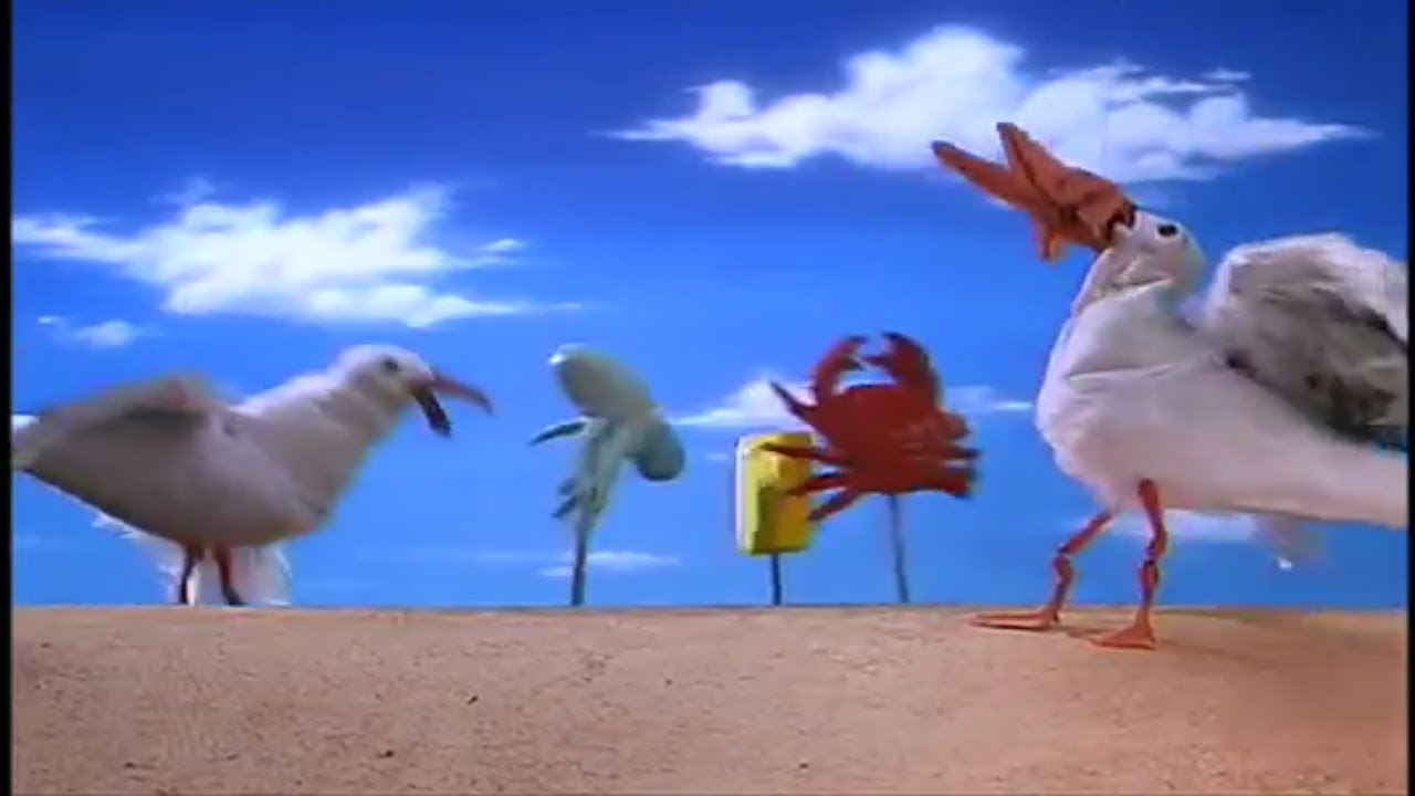 Spongebob Squarepants and friends are attacked on land by Seagulls. 