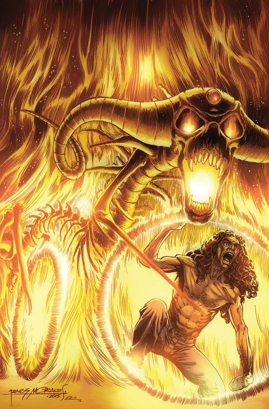 The cover for a Coheed and Cambria comic shows the Writer keeling on the ground in the wheel of his demonic, yellow ten-speed bicycle that's made of bones. The bicycle is trying to convince the Writer to end the story by killing Ambellina.