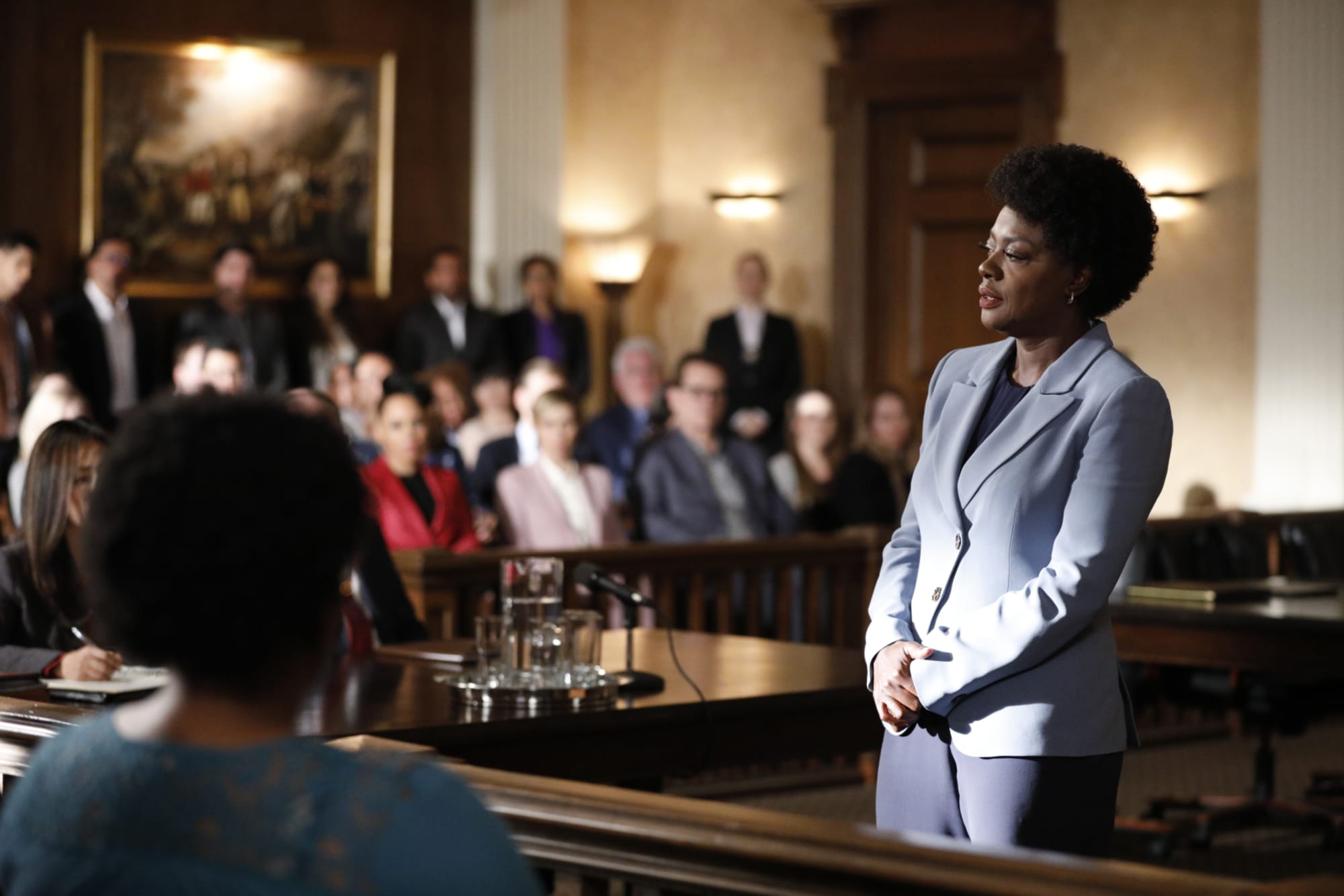 Annalise in front of the jury of the court that were to mandate her sentence regarding the FBI's charges against her.