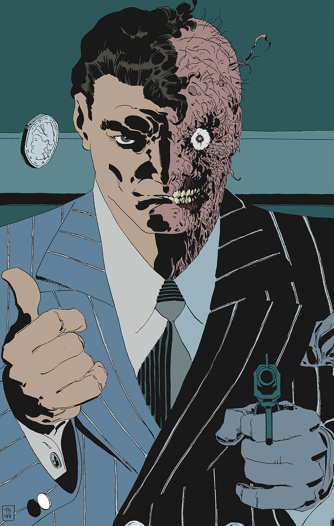 Two-Face after killing Carmine Falcone. 