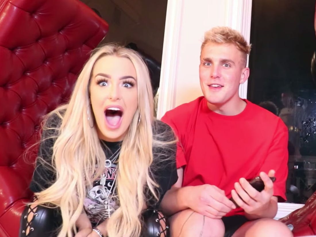 Tana and Jake Paul in a YouTube "relationship" video.
