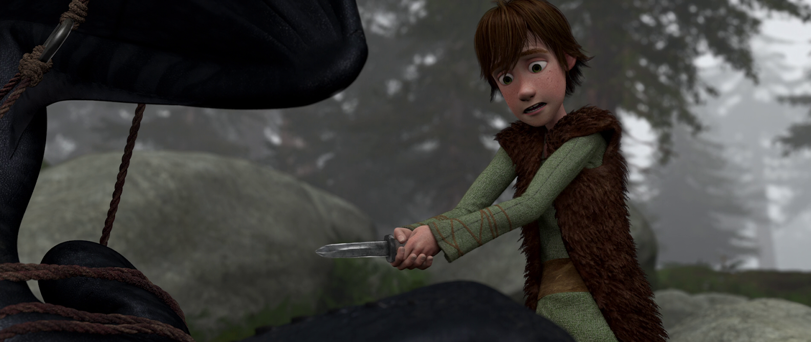 Hiccup has trouble deciding whether to kill the Night Fury or set it free