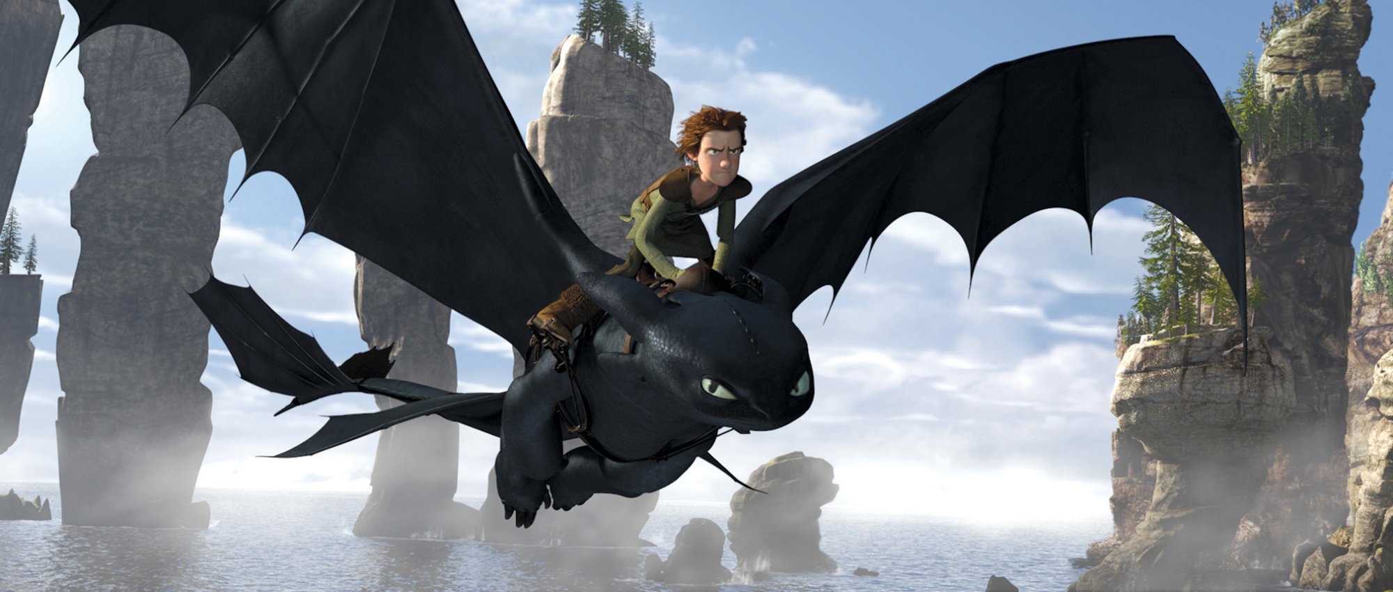 Hiccup and Toothless take their first flight together