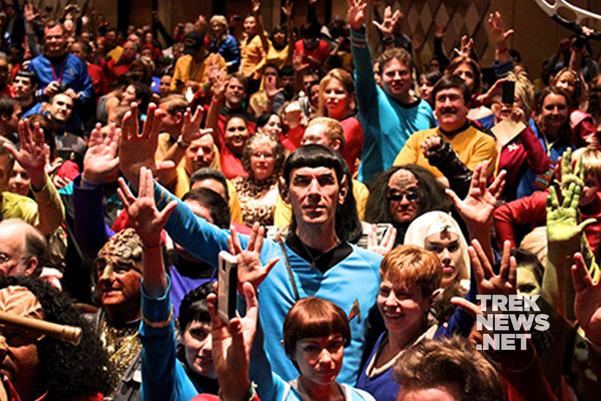 A group of Star Trek fans at an event 