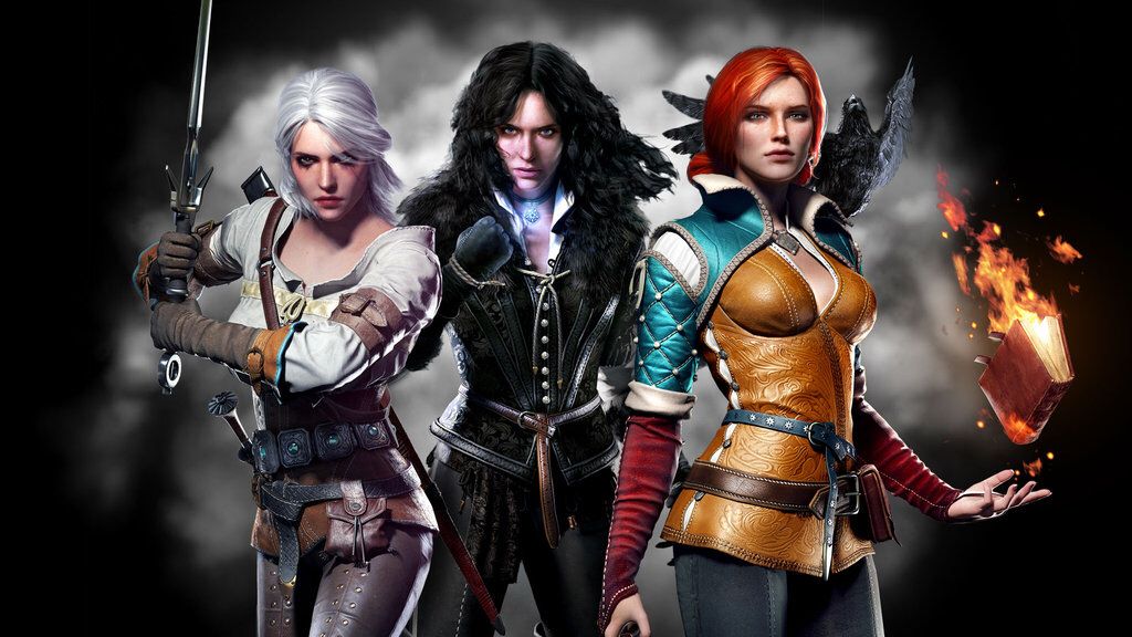 The Women of The Witcher 3: Wild Hunt video game, Ciri. Yennefer of Vengerburg, and Triss Merigold. 