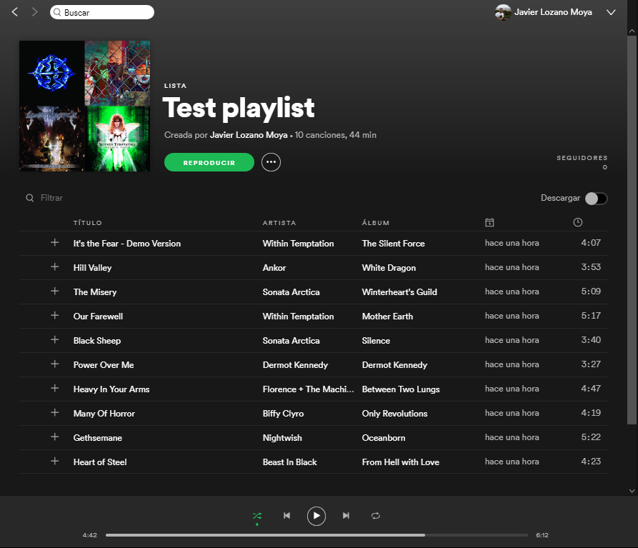Example Spotify playlist.