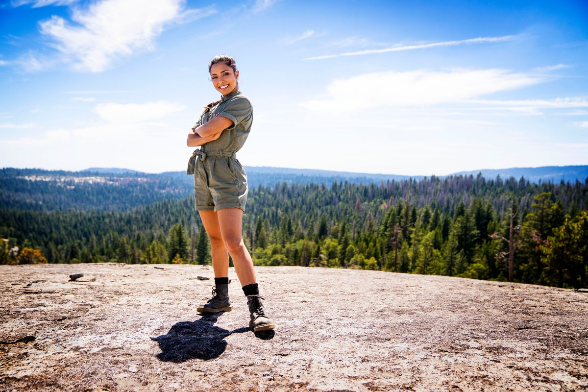 Michelle Khare poses in a promotional picture in front of the High Sierra forest.