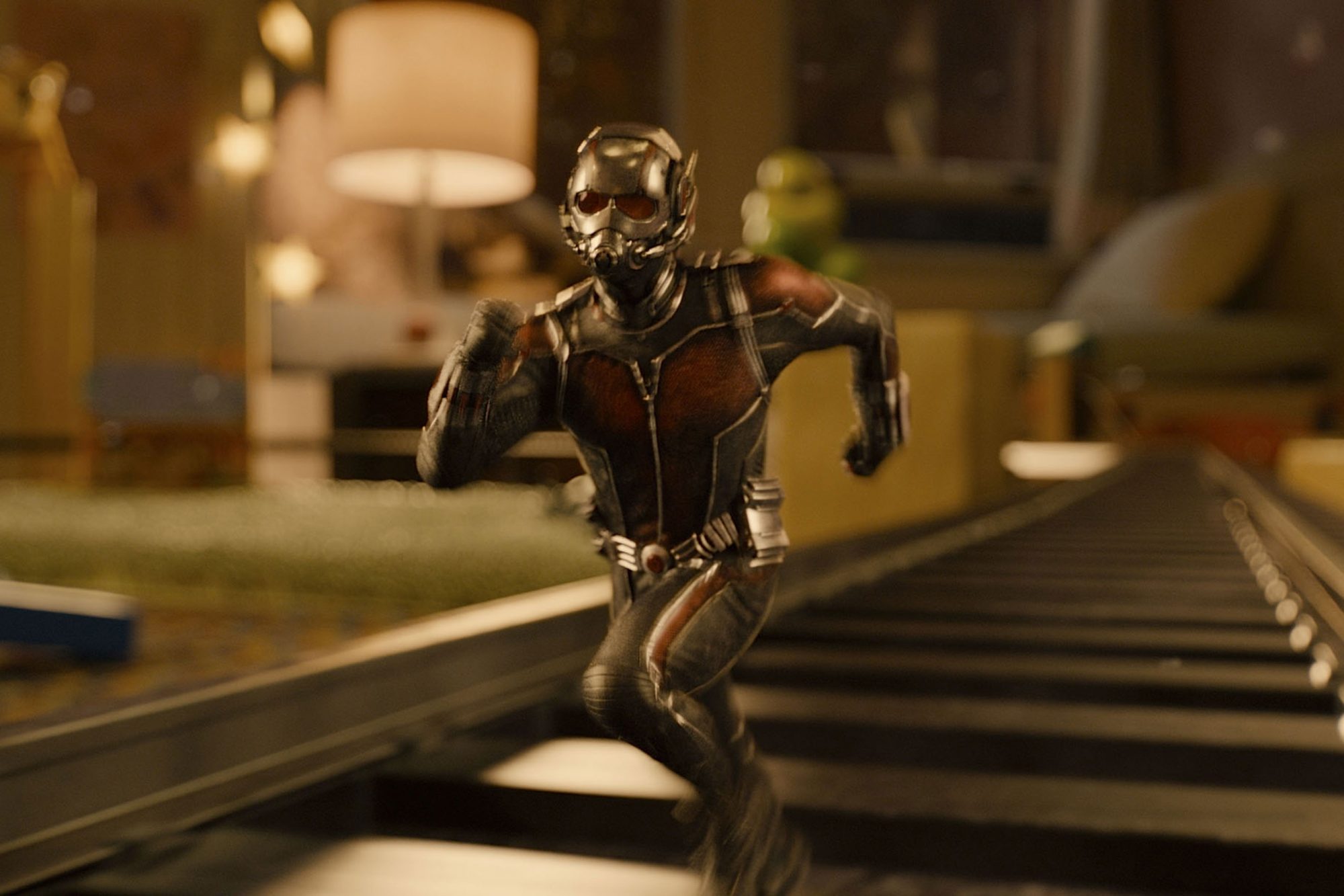 This shot is from a scene in Ant-Man (2015) when Scott Lang was running across his daughters train set. 