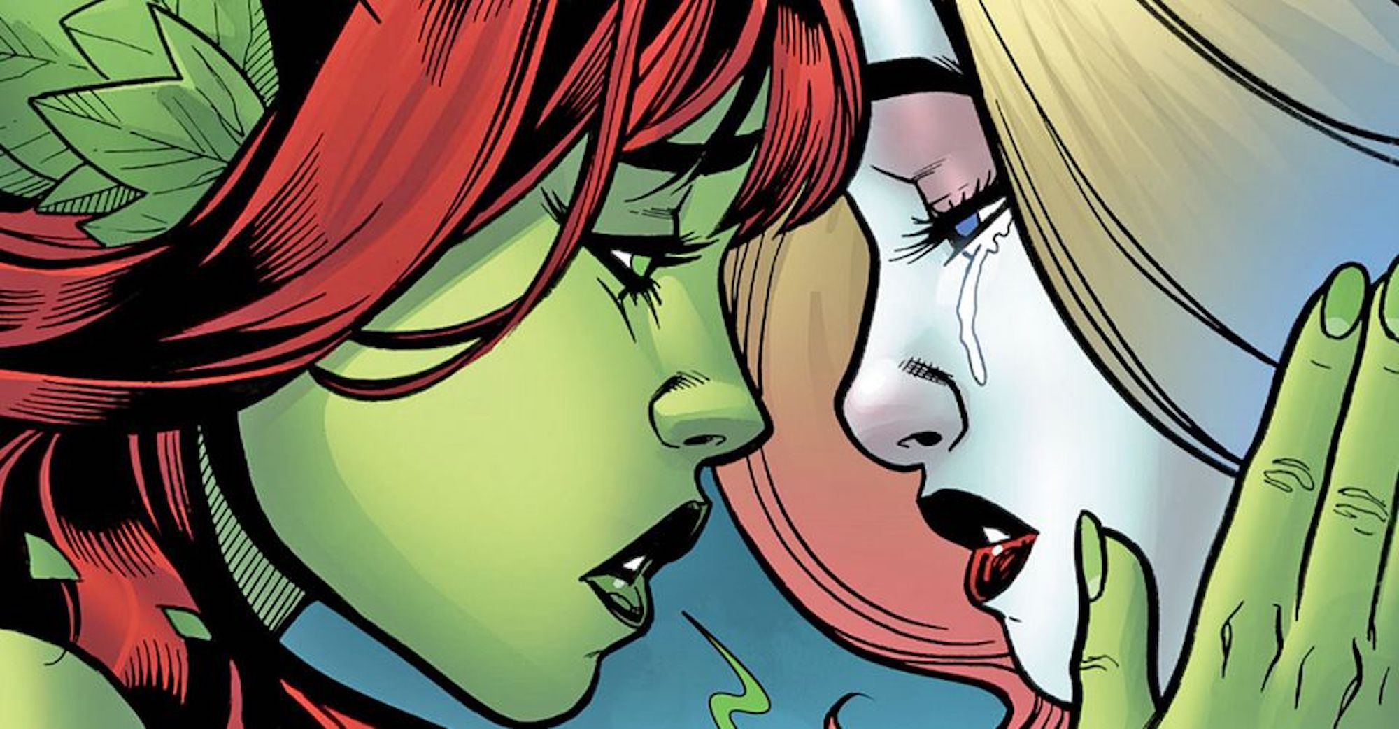 This is Harley Quinn and Poison Ivy's first comic kiss