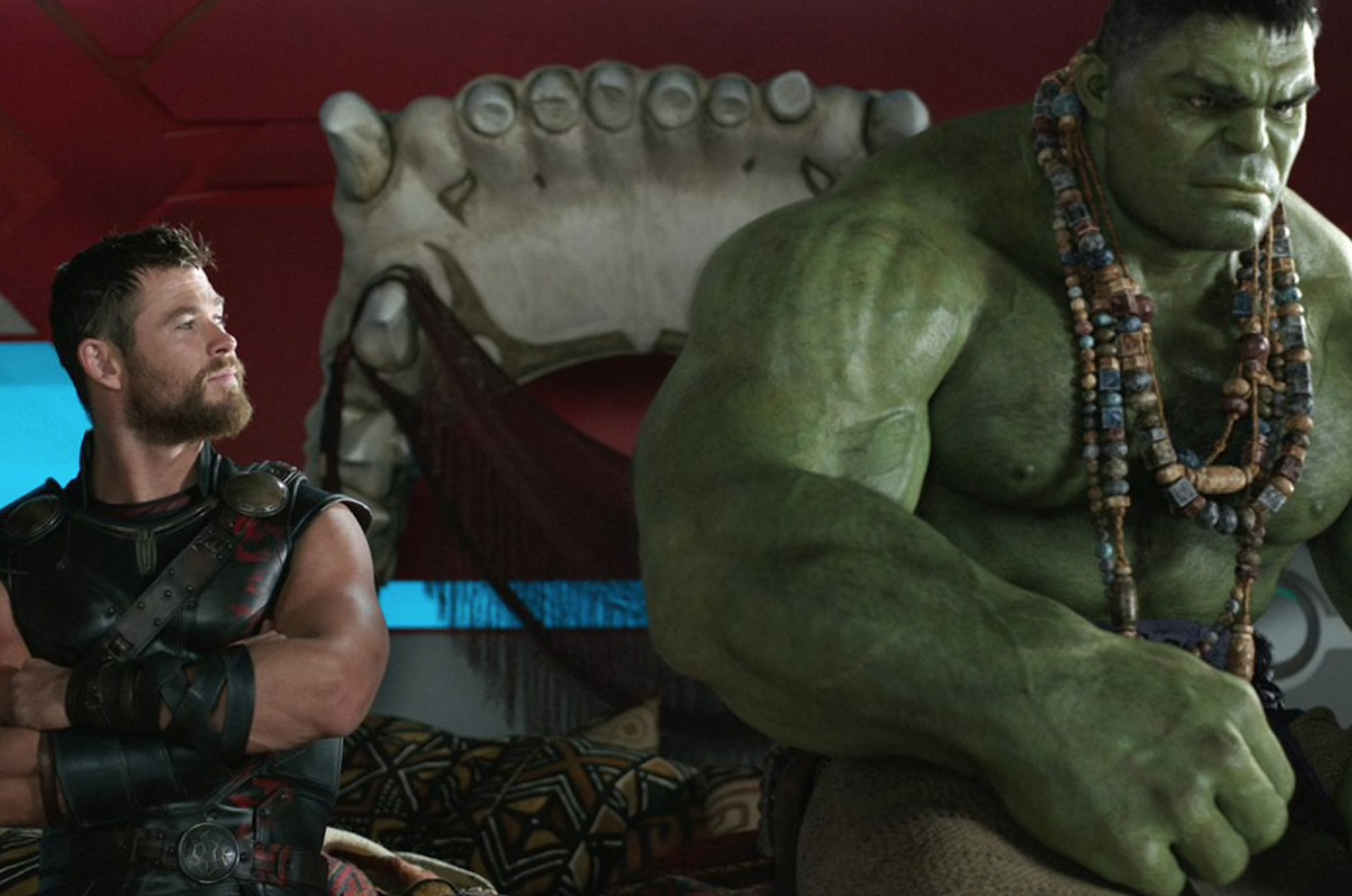 This is a shot from Thor: Ragnarok (2017) when Thor and The Hulk were having an argument while imprisoned on planet Sakaar.