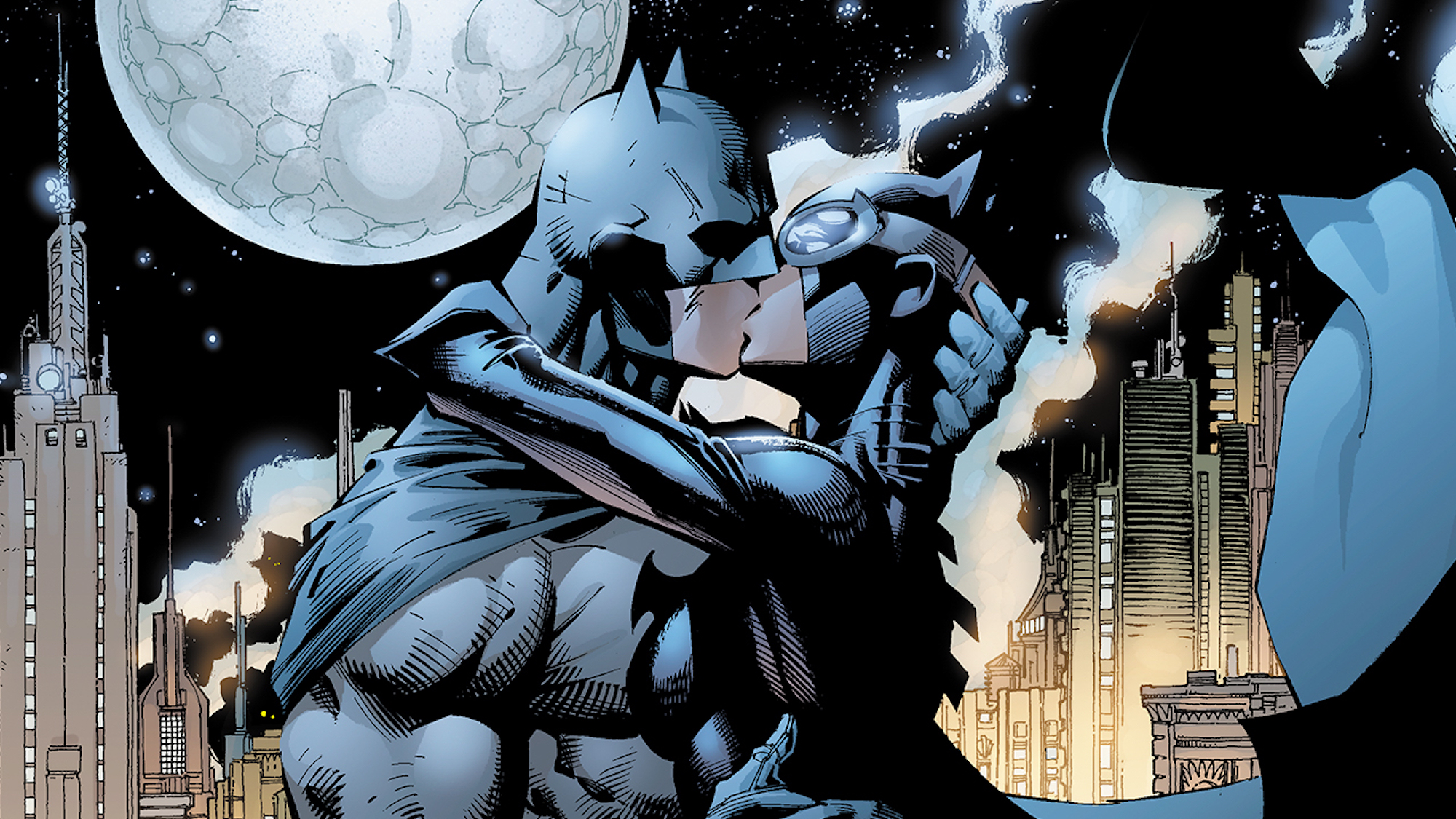 This image was from Batman #610 (2003), where Batman and Catwoman leaned in for a big kiss. 