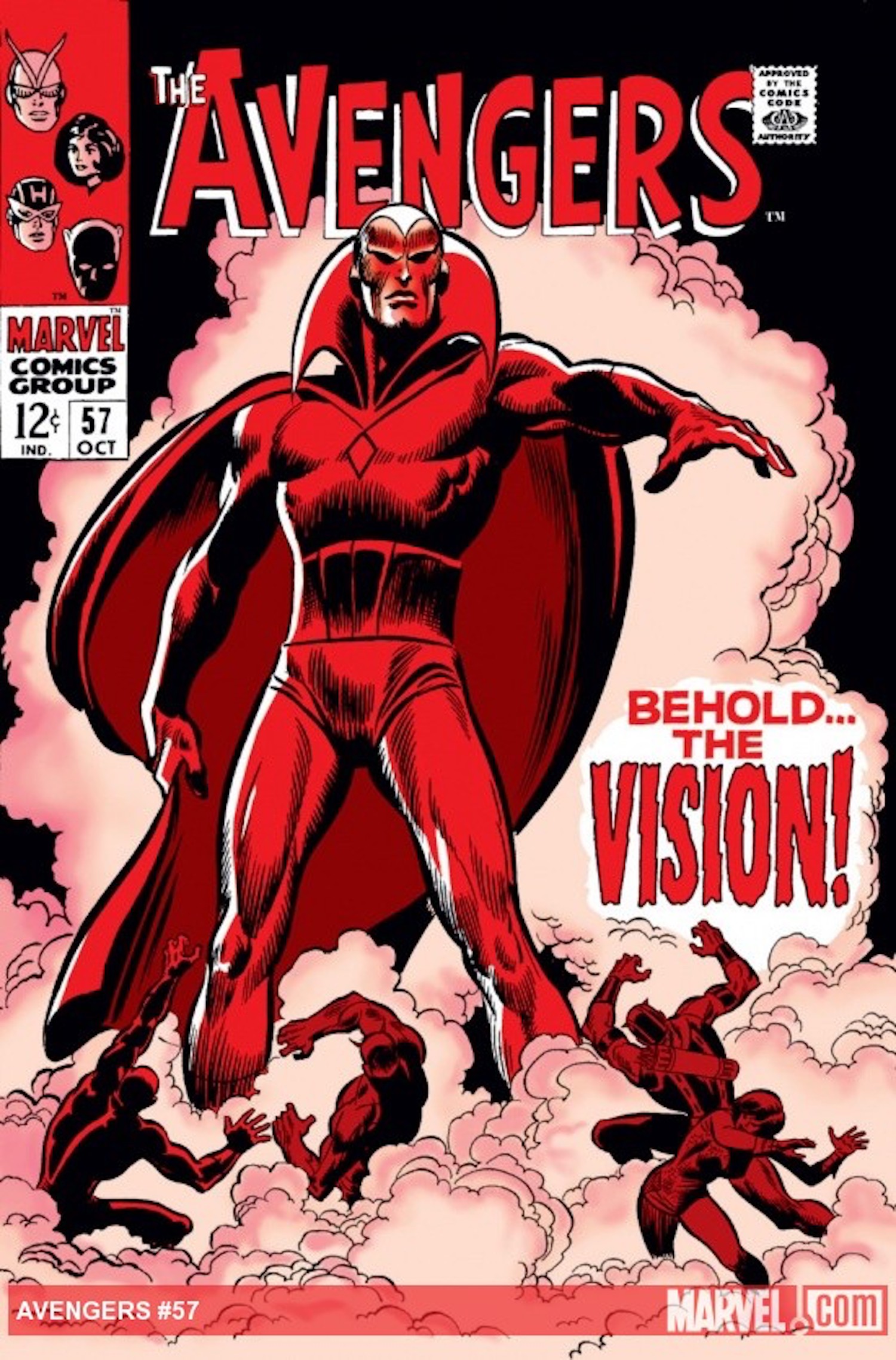 This image is the cover of Avengers Vol 1. #57 (1968), where Vision's character appeared for the first time.  
