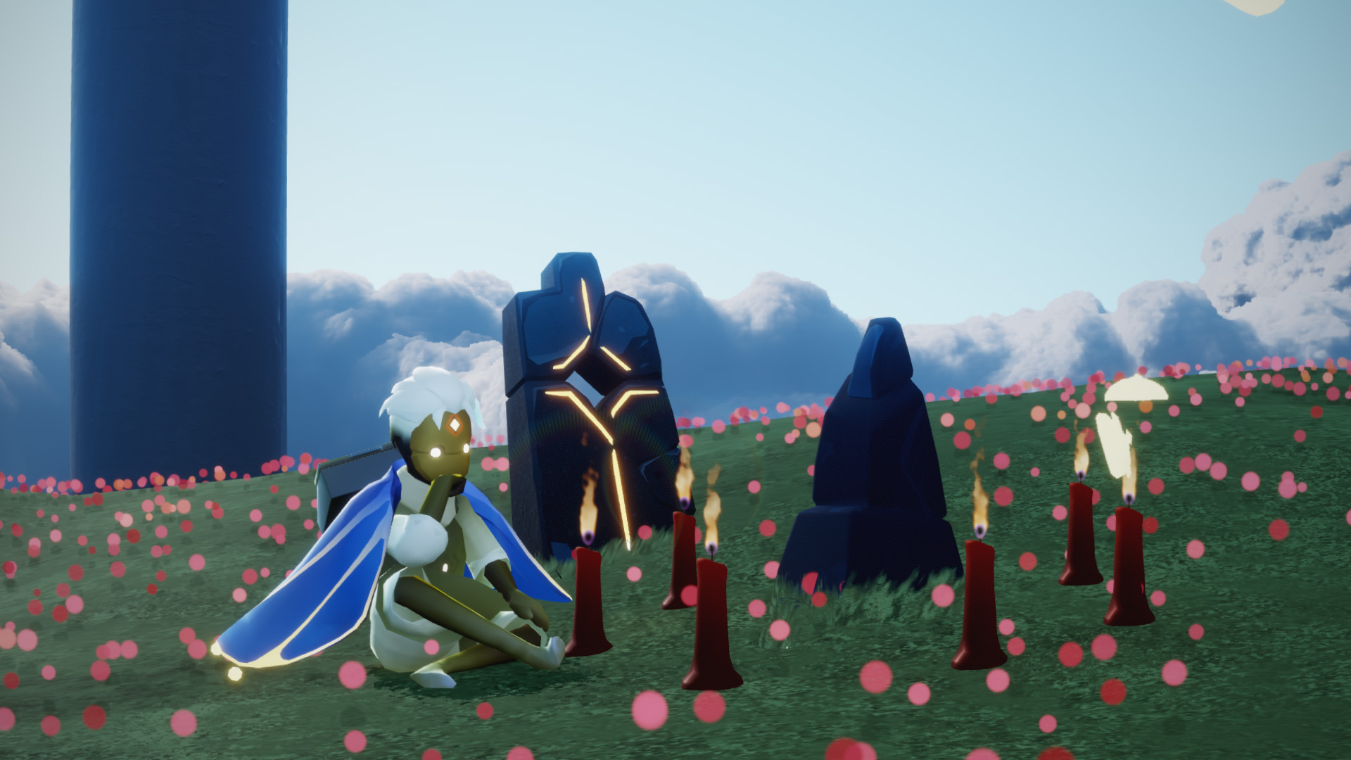 A lonely player awaits help by an eight-person puzzle.