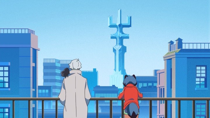 BNA's Main characters, Shirou and Michiru looking out at Anima City