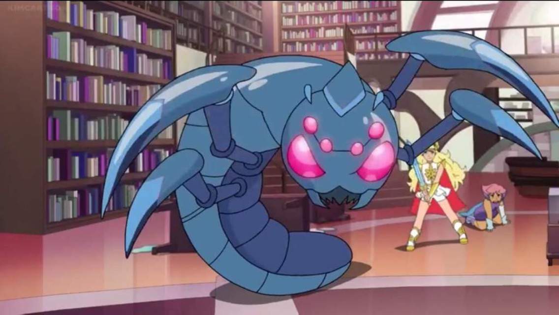 A mechanical, centipede-like monster is let loose in Bow's library.