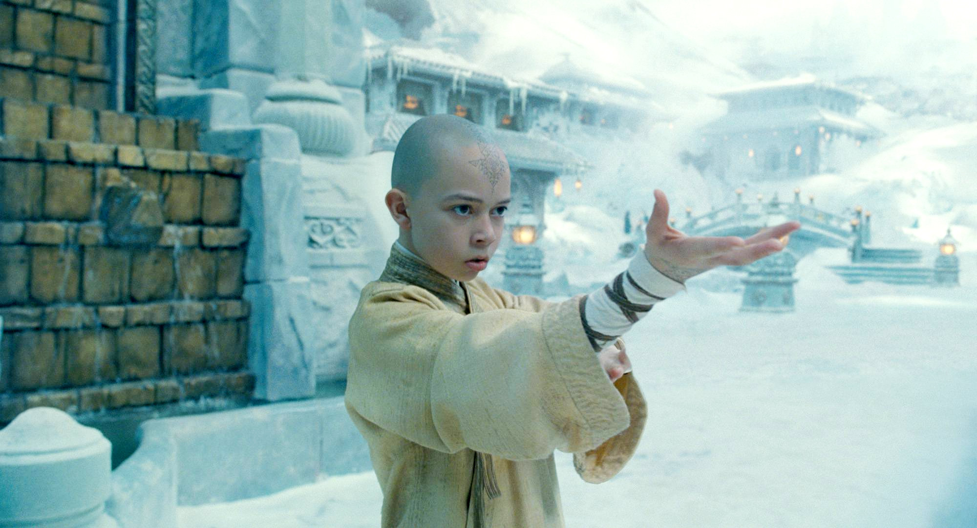 Aang, the last airbender, practicing bending in at the Northern Water Tribe. 