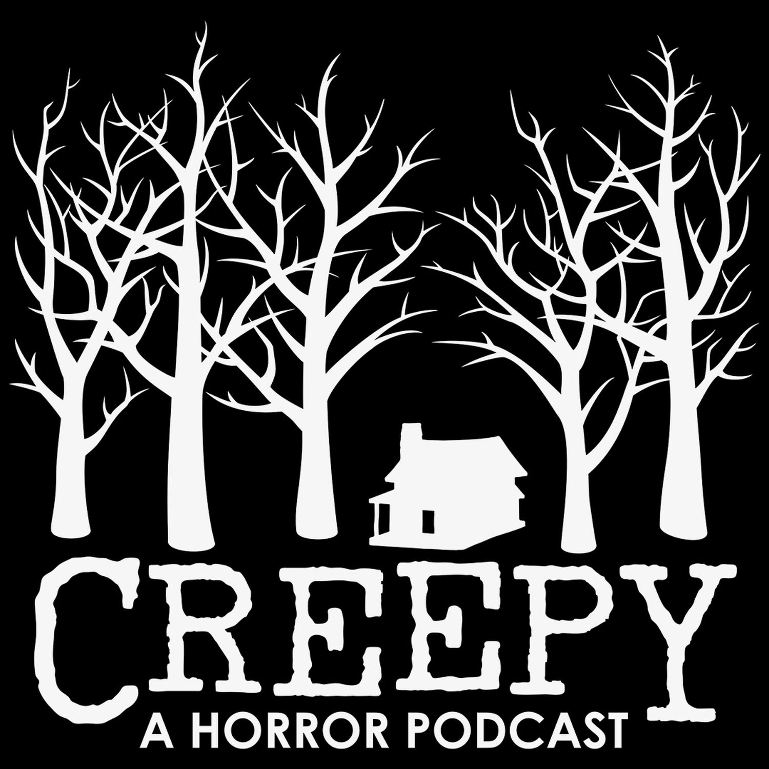 Cover art for the Creepy podcast featuring a house illustration in the woods.
