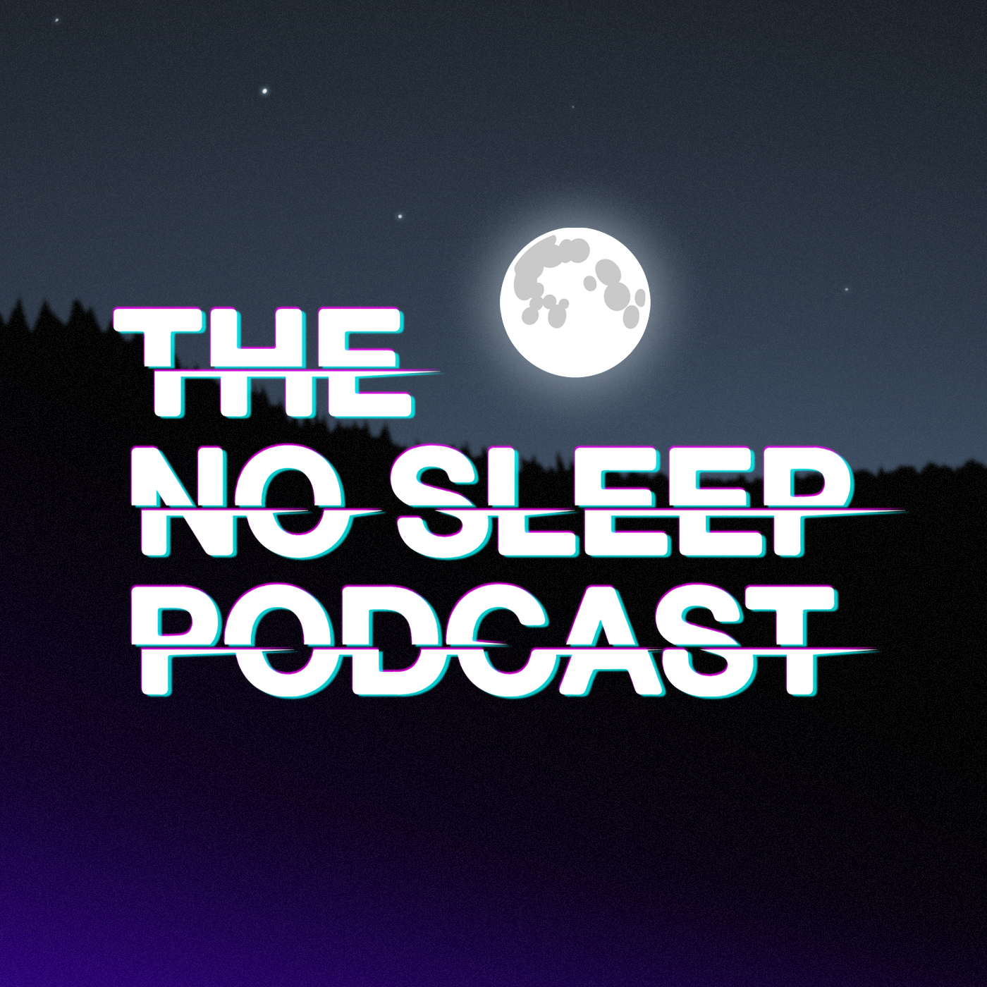 The No Sleep horror podcast's iconic cover art featuring the title next to a moonlit sky.