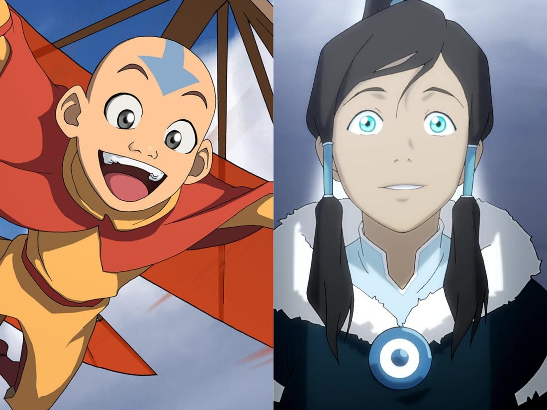 Smiling Aang and Korra