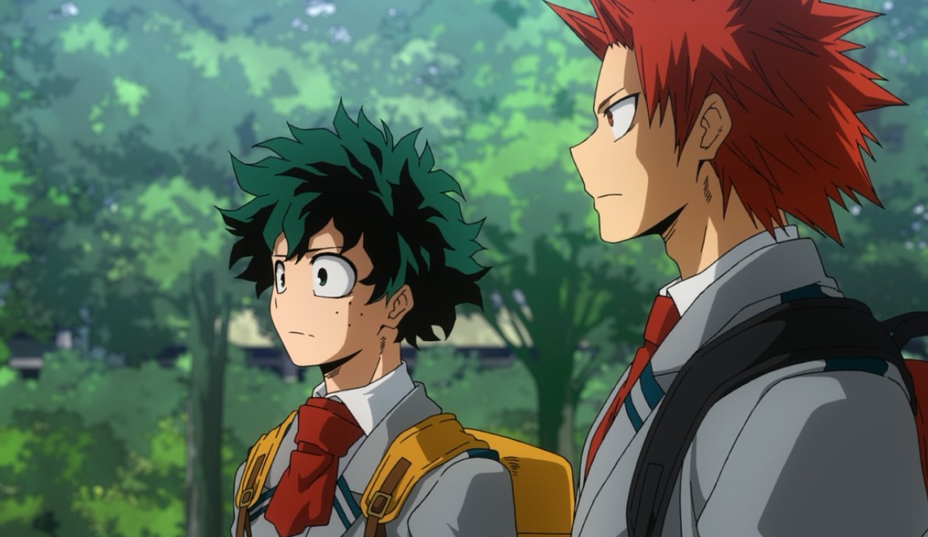 Deku with classmate Kirishima.