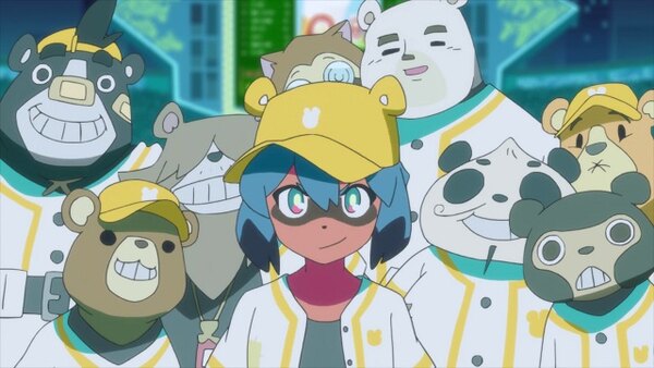 Michiru posing with the Bears baseball team