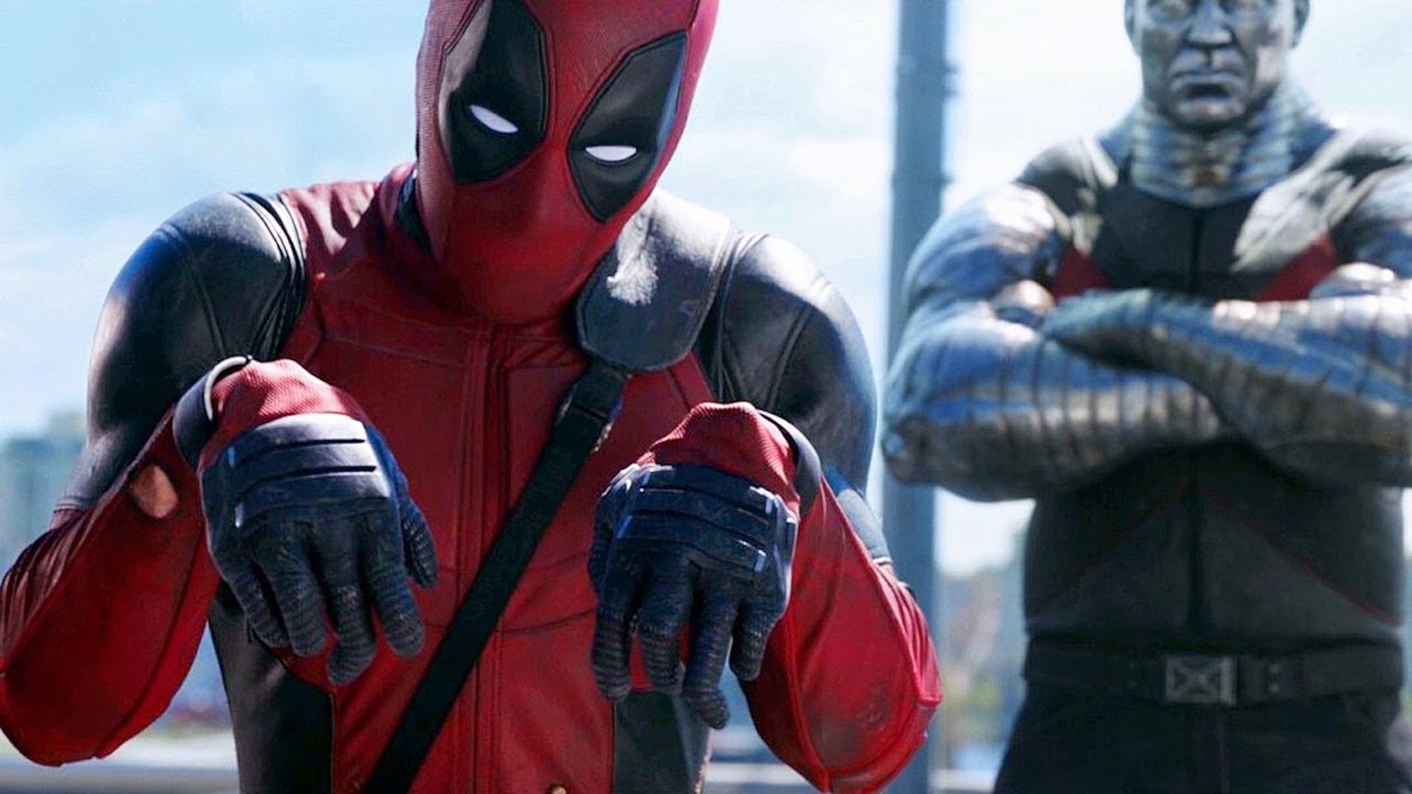 This image is from Deadpool 2 (2018) and shows the scene where Deadpool breaks both of his hands trying to fight Colossus. 