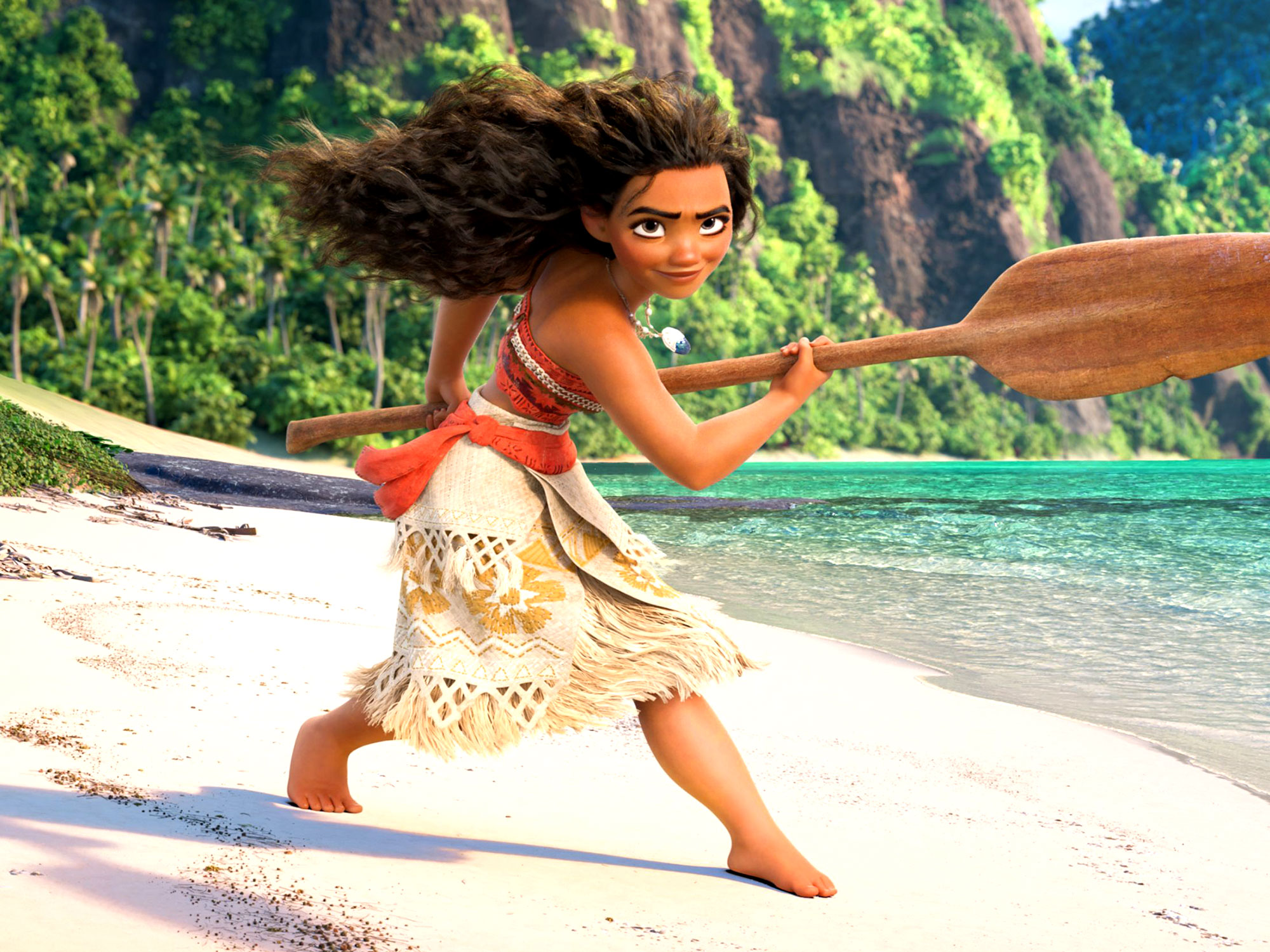 Princess Moana seeks our adventure with a paddle in hand.