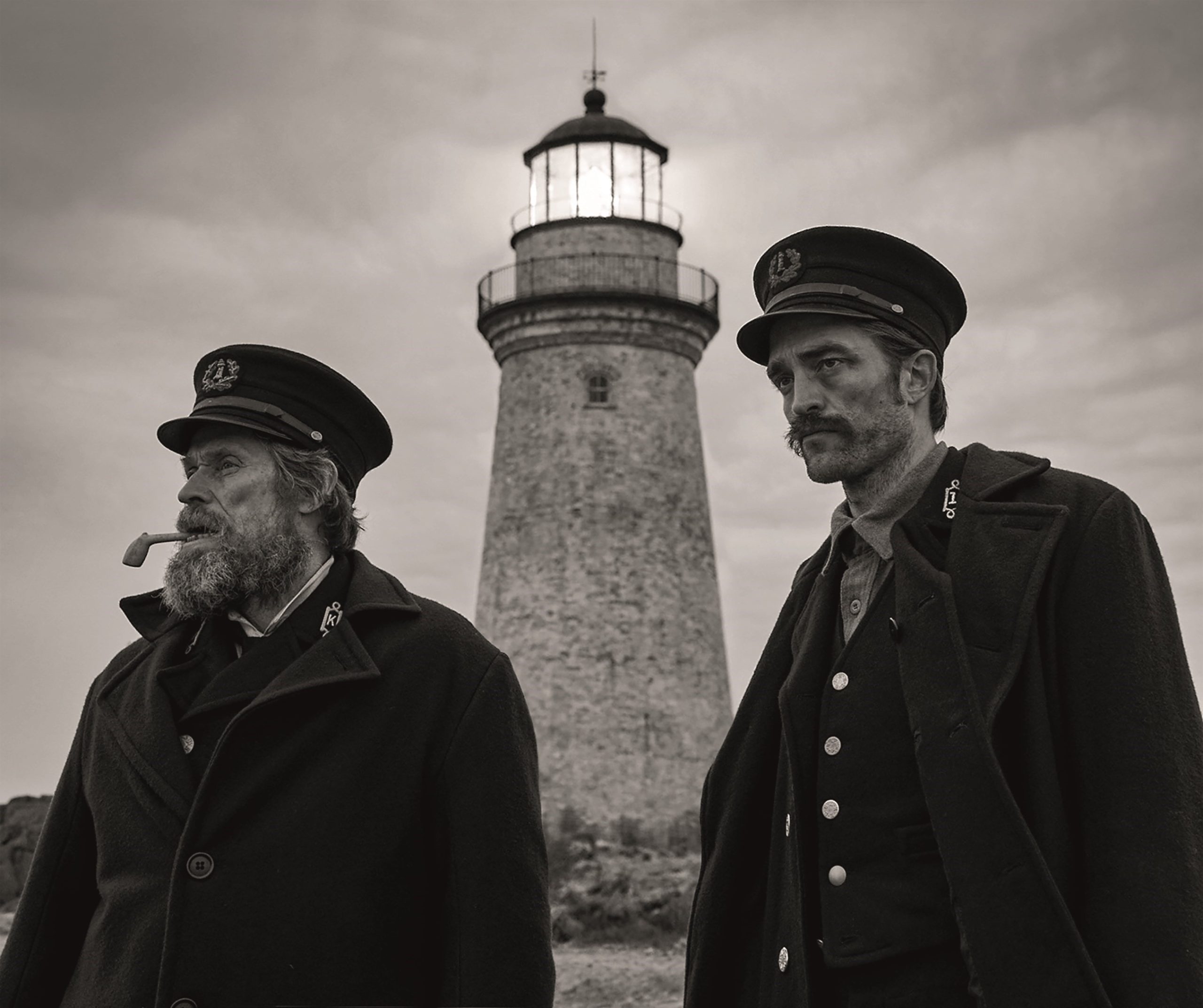 Robert Pattinson and Willem Defoe pictured for the movie The Lighthouse.