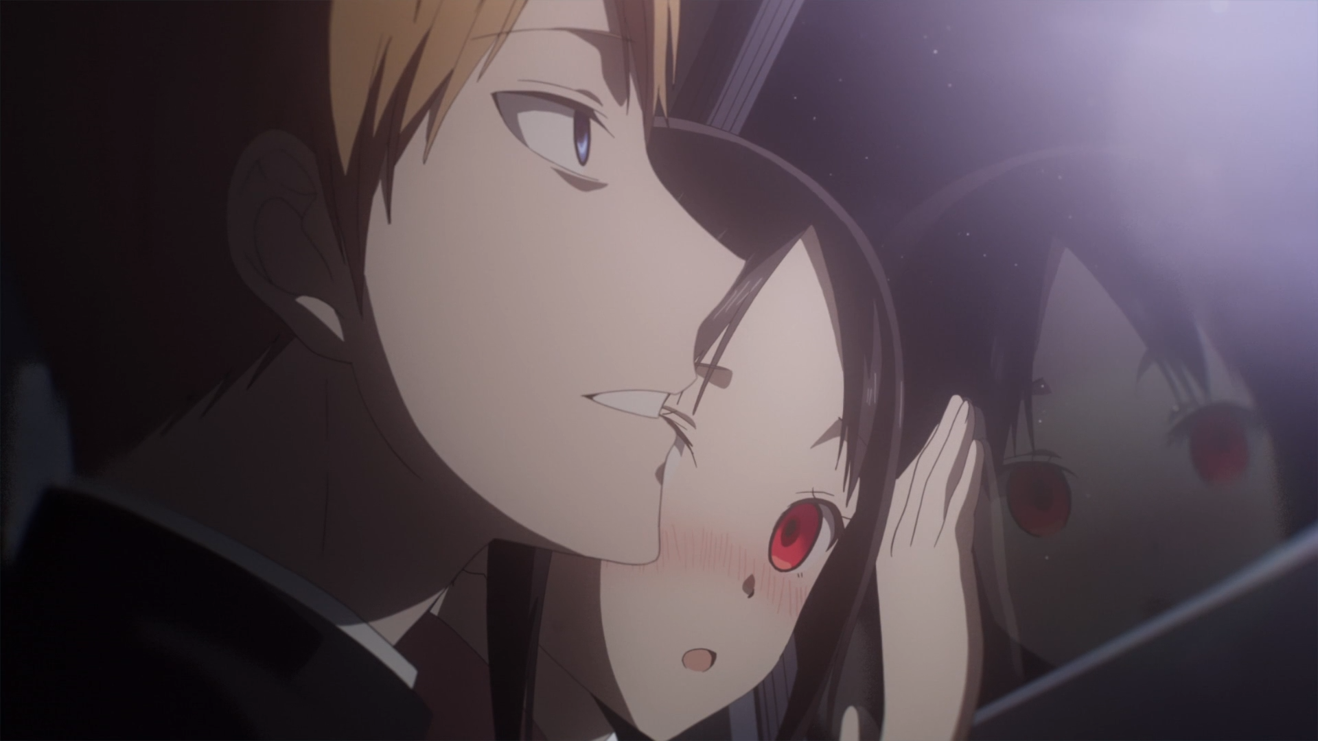 Kaguya ignores the fireworks to stare at Miyuki in the season finale of Kaguya-sama: Love Is War.