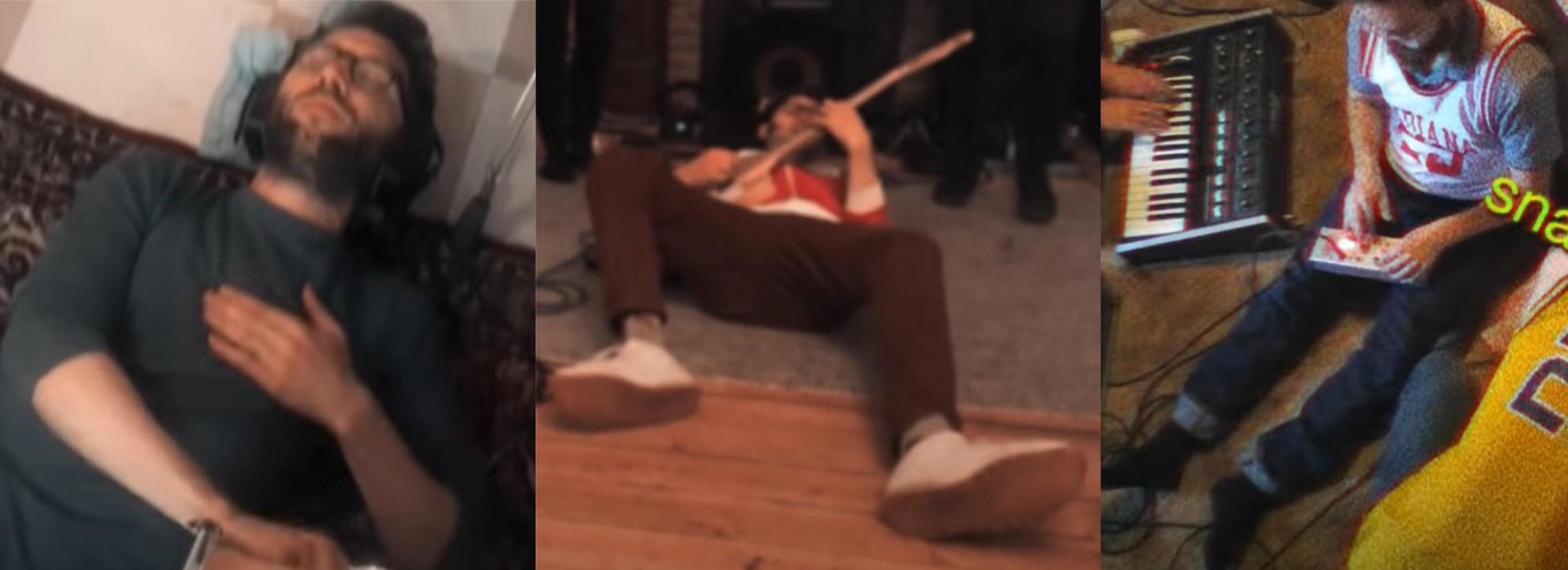 Jack Stratton lying on the floor in several different Vulfpeck music videos. 