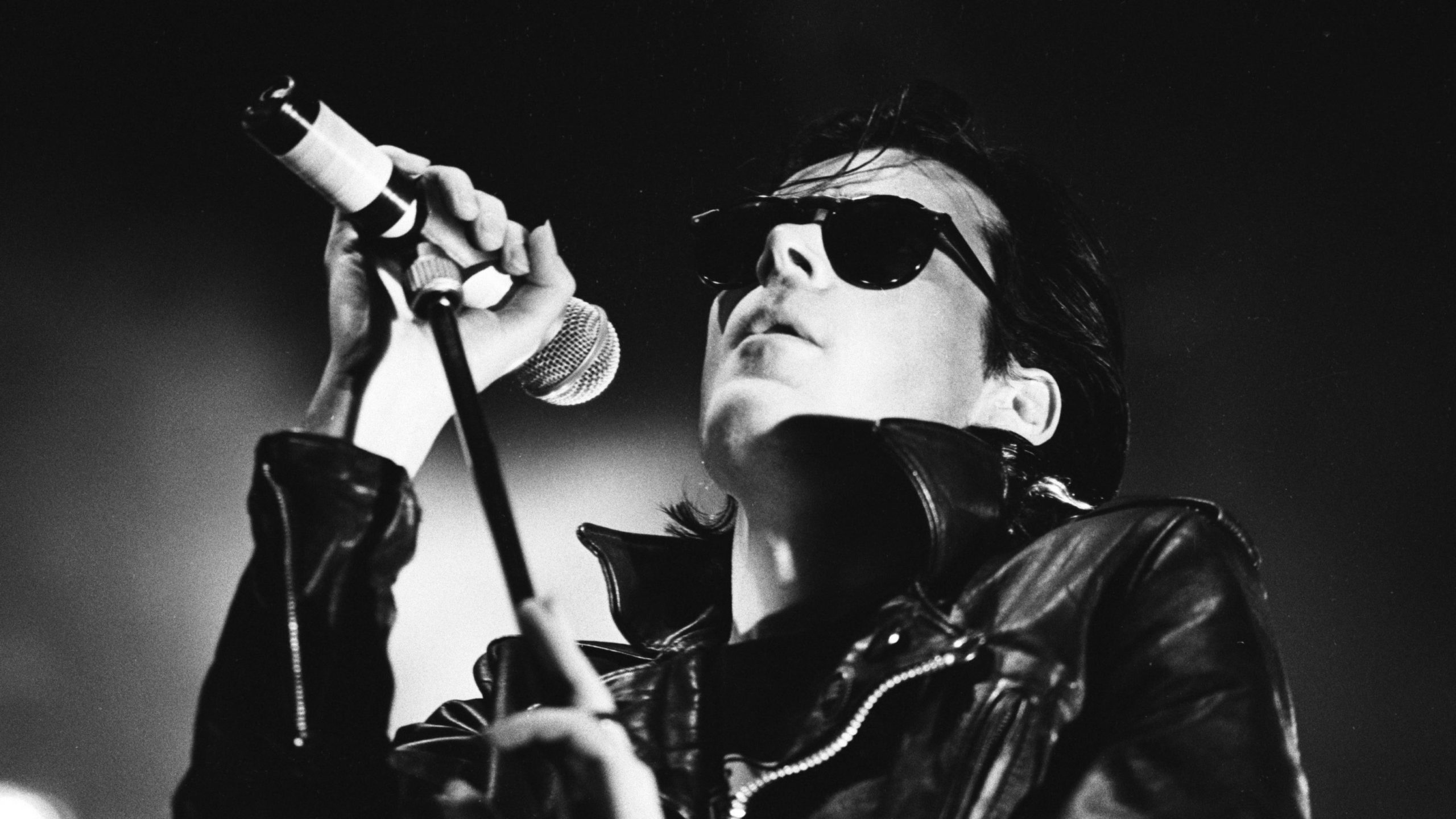 Andrew Eldritch of The Sisters Of Mercy performing live in the early 1990s.