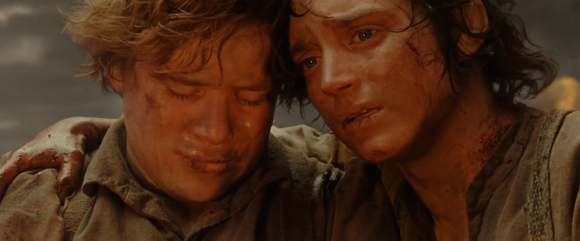 Frodo and Sam are still thankful for each other at the end of their journey to Mt. Doom.