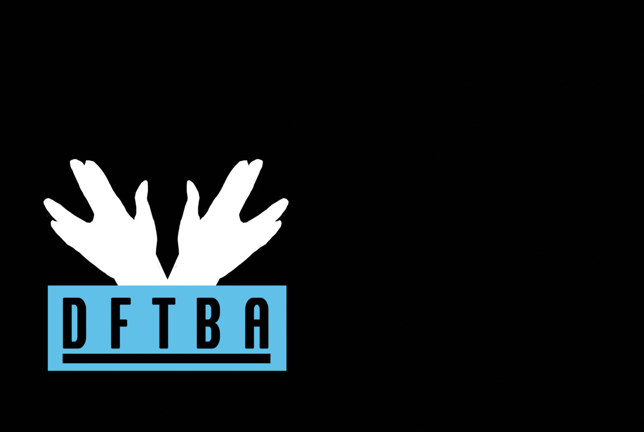DFTBA website logo on a black background.