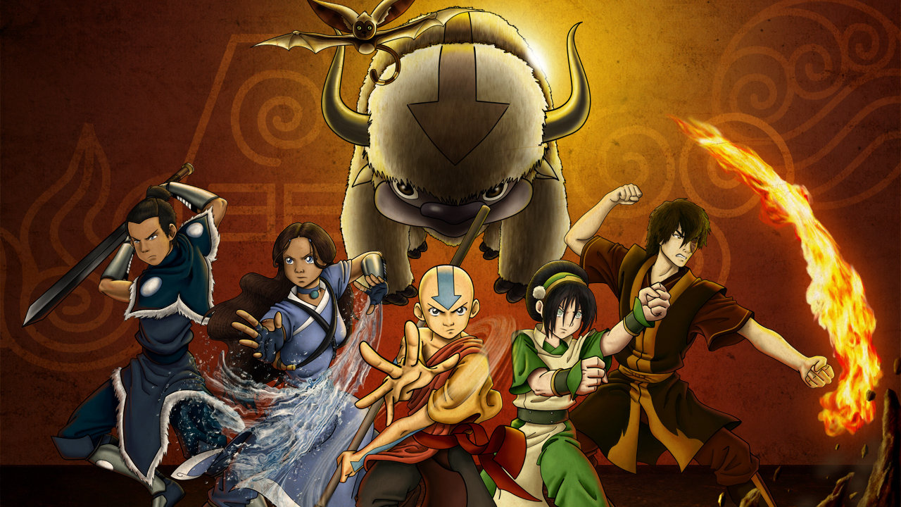 A poster of Team Avatar, the ultimate Friendsgiving group, standing together and unleashing the elements.and