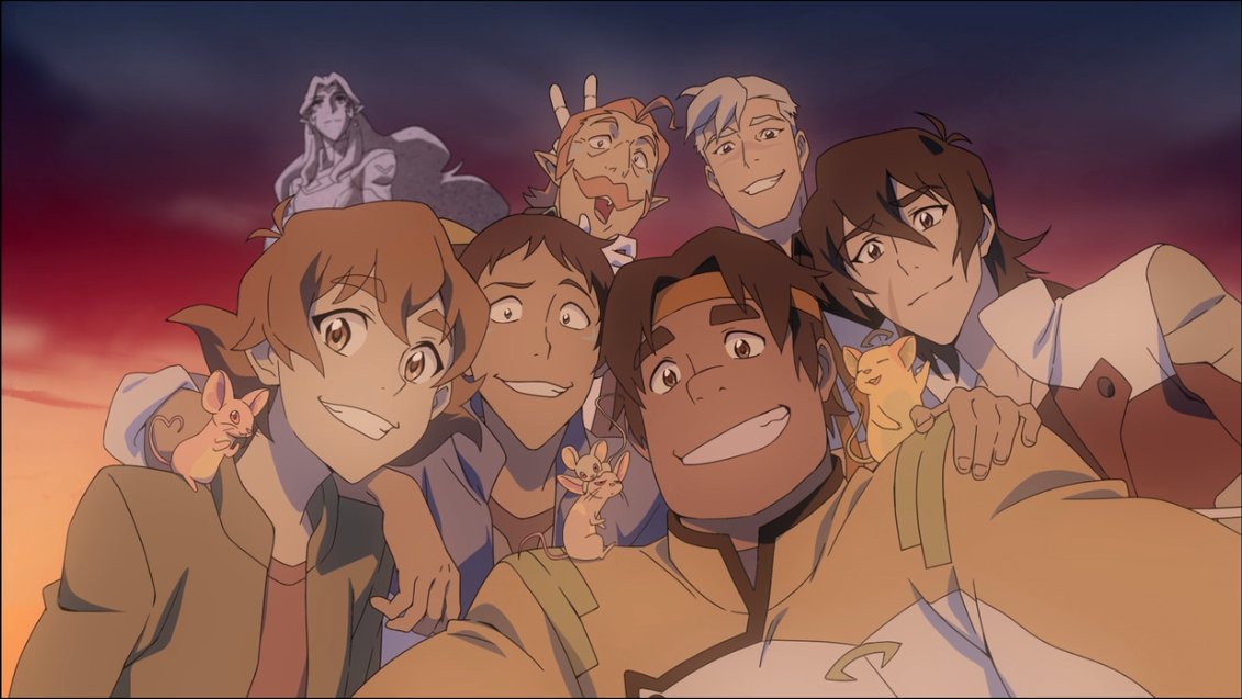 Team Voltron all together one last time at the end of season eight. 