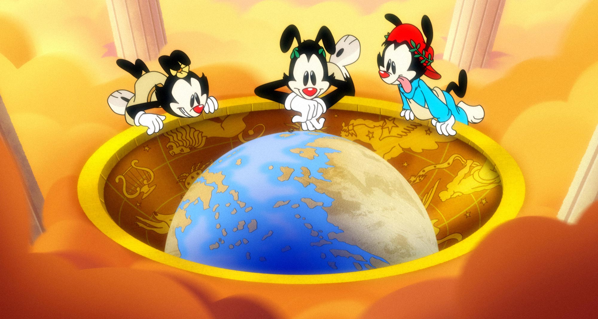 Dot, Yakko, and Wakko being Greek Gods.