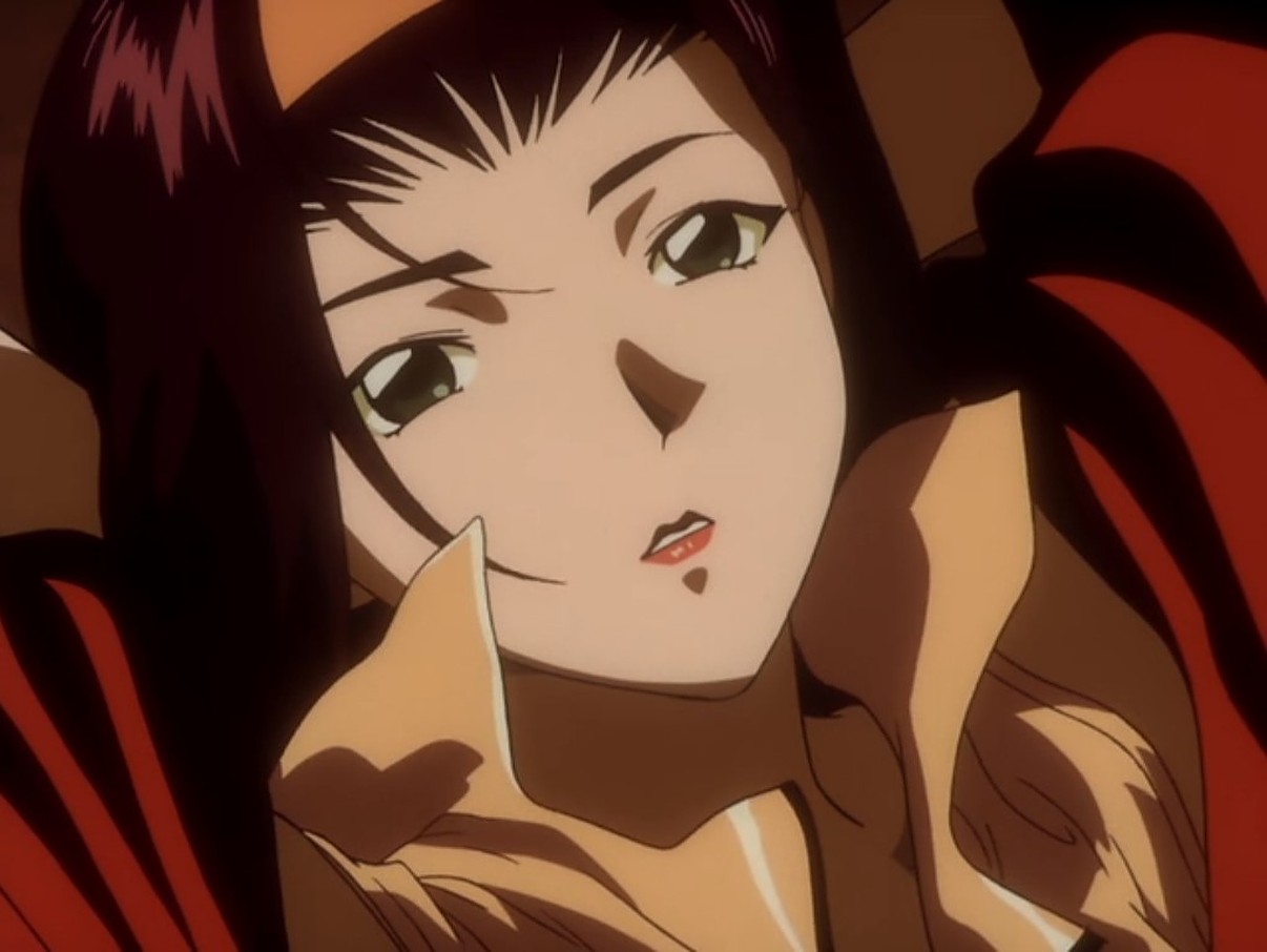 Faye Valentine from Cowboy Bebop lying down.