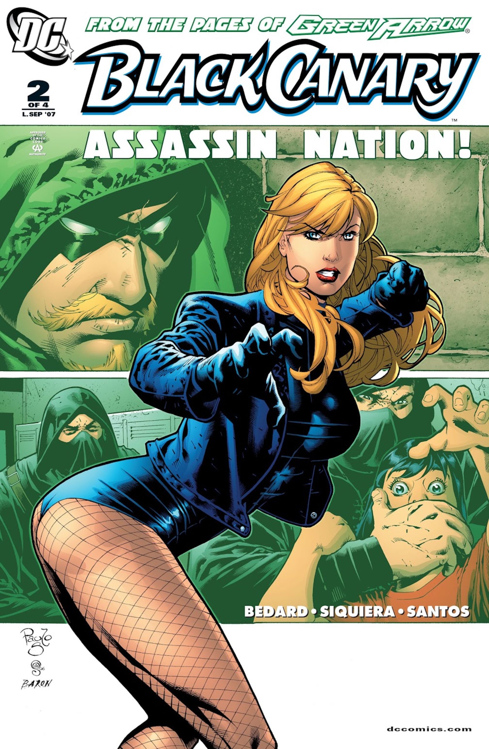 This image is from Black Canary #2 (2007), where the superhero can be seen looking overly sexualized and fragile. 