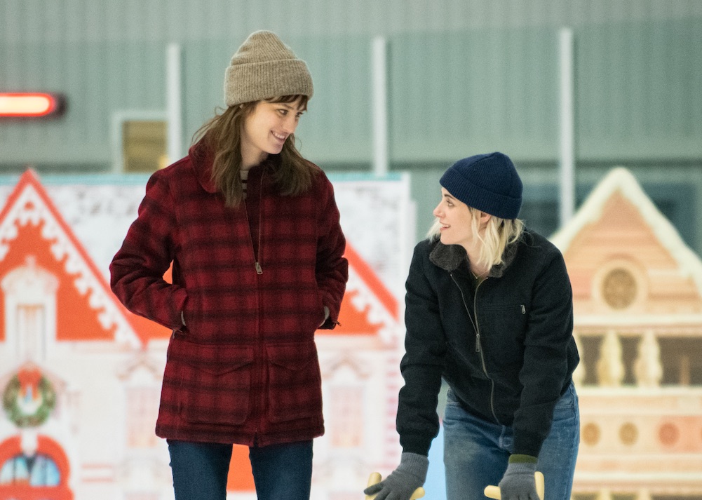 Harper and Abby go ice skating in Happiest Season.