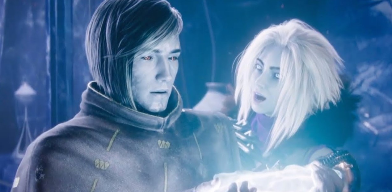Prince Uldren Sov (left) being tempted and manipulated by a hallucination of his sister, Mara (right). 