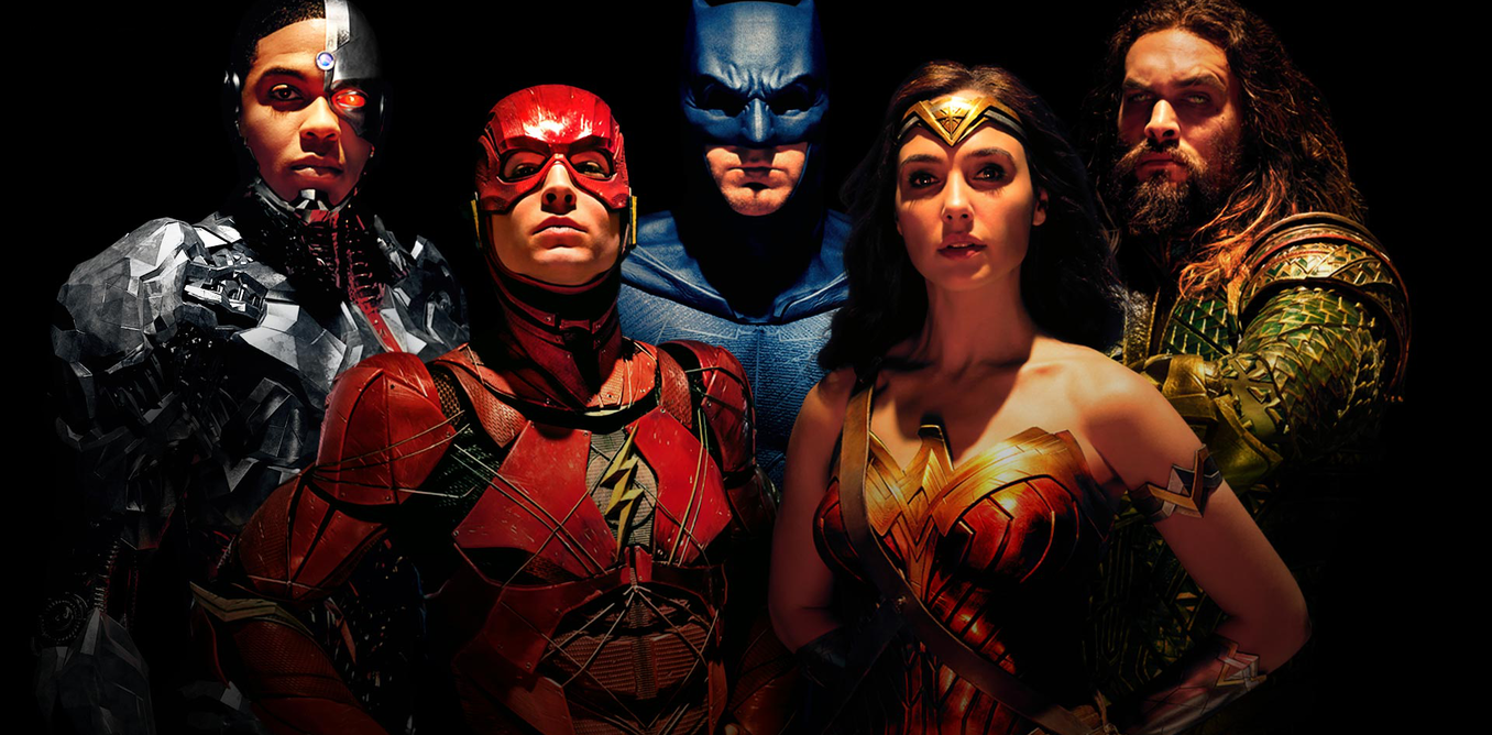 Wonder Woman, Aquaman, Batman, The Flash, and Cyborg all together. They empower and support each other. 