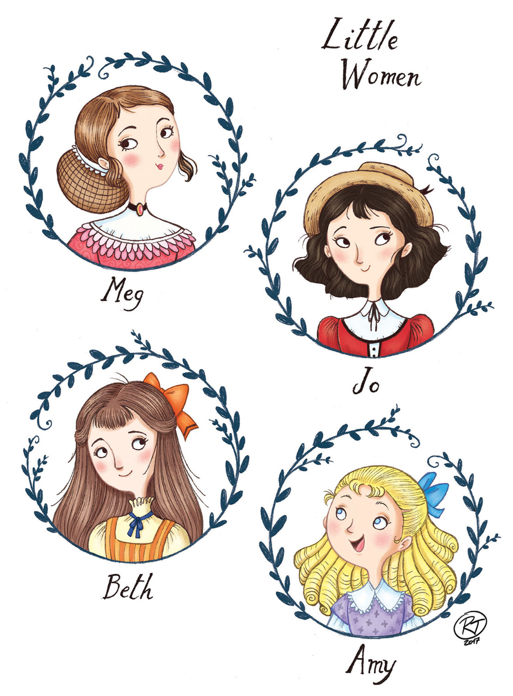 Fan art of the four Little Women sisters: Margaret, Josephine, Beth and Amy March. 