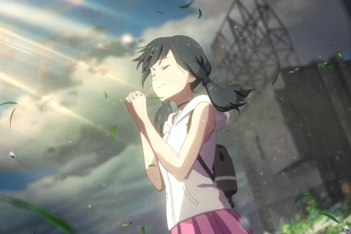 Hina prays for the sun to shine in Weathering with You. (Shinkai, Makoto, dir. Weathering with You. 2019.)