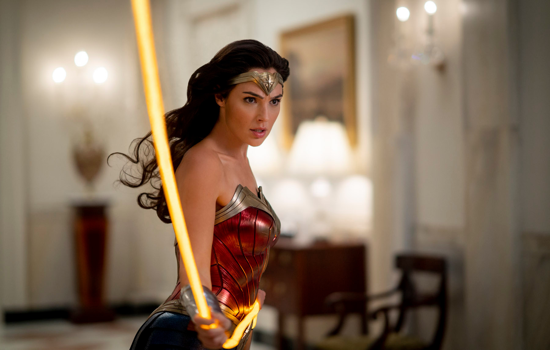 Gal Gadot stars as Woman Woman in Wonder Woman 1984. (Jenkins, Patty, dir. Wonder Woman 1984. 2020.)