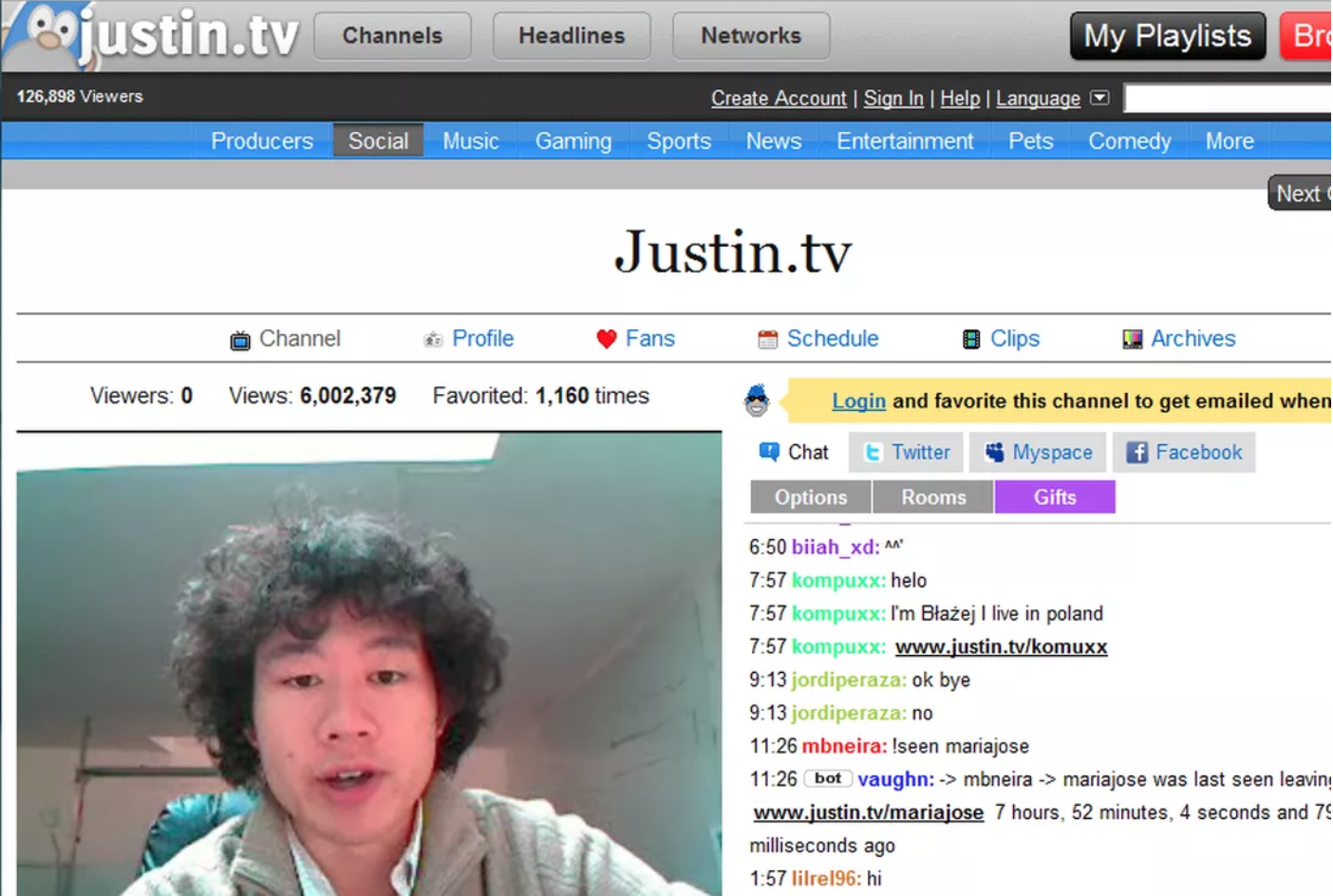 Justin.tv in 2009. Screenshot by Rafe Needleman/CNET