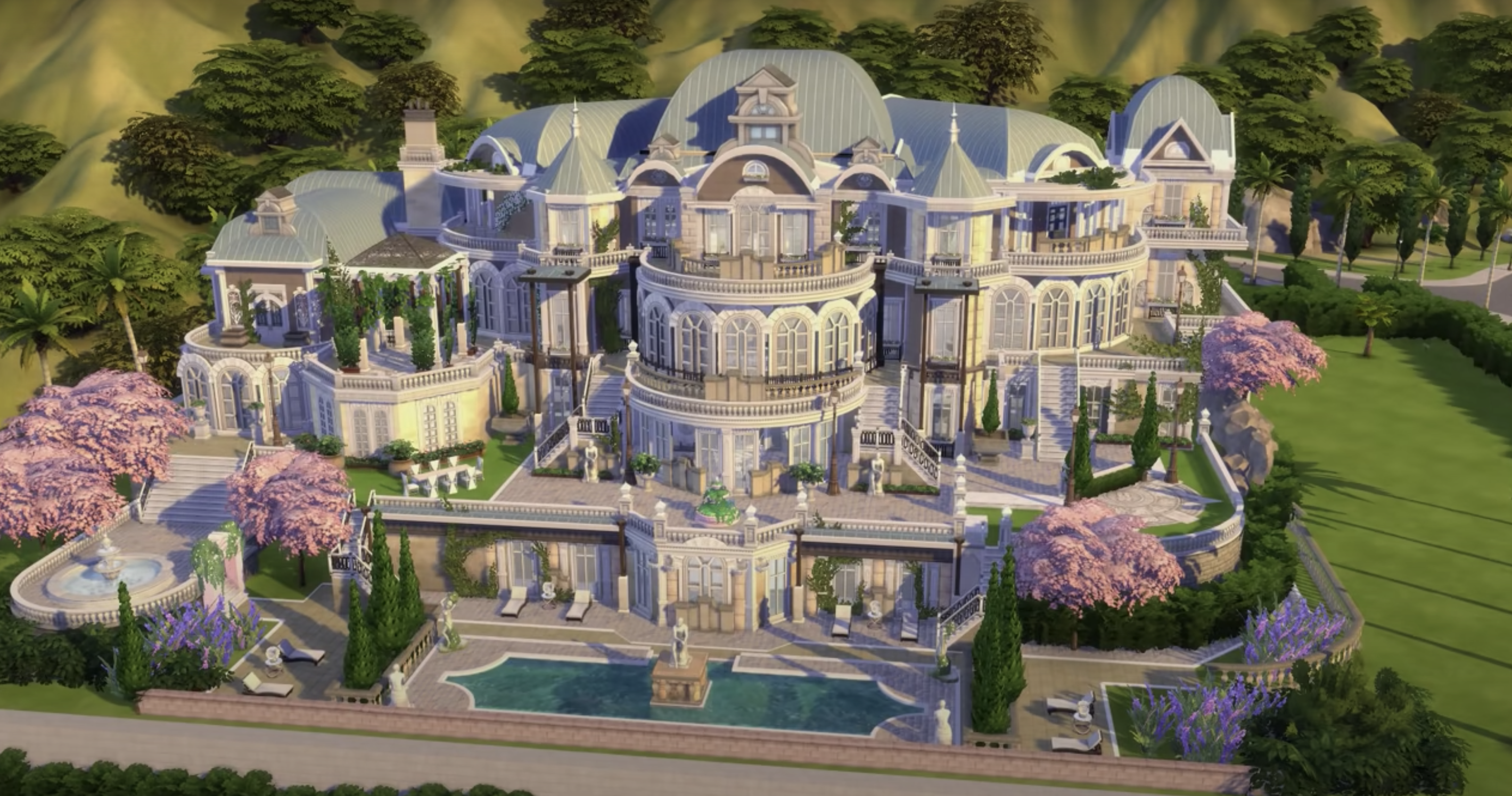 A large mansion built using "The Sims 4."