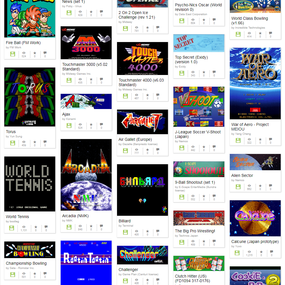 An online video game archive, with various retro games available to play or download. 