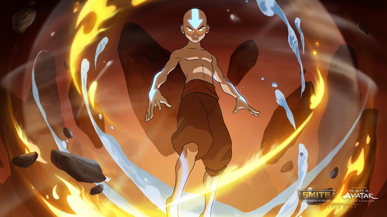 Aang bending all four elements at once